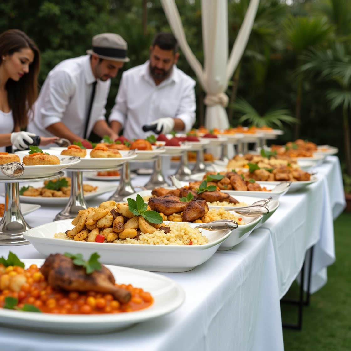 Food spread with various dishes